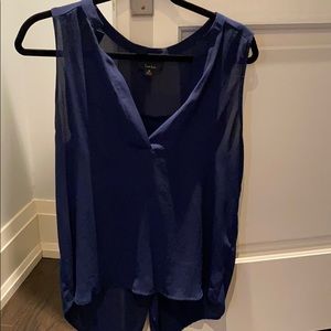 Navy blue silk sleeveless top